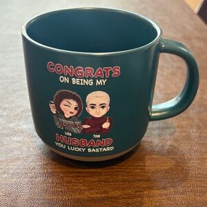 Teal Ceramic Mug with Fun Graphic